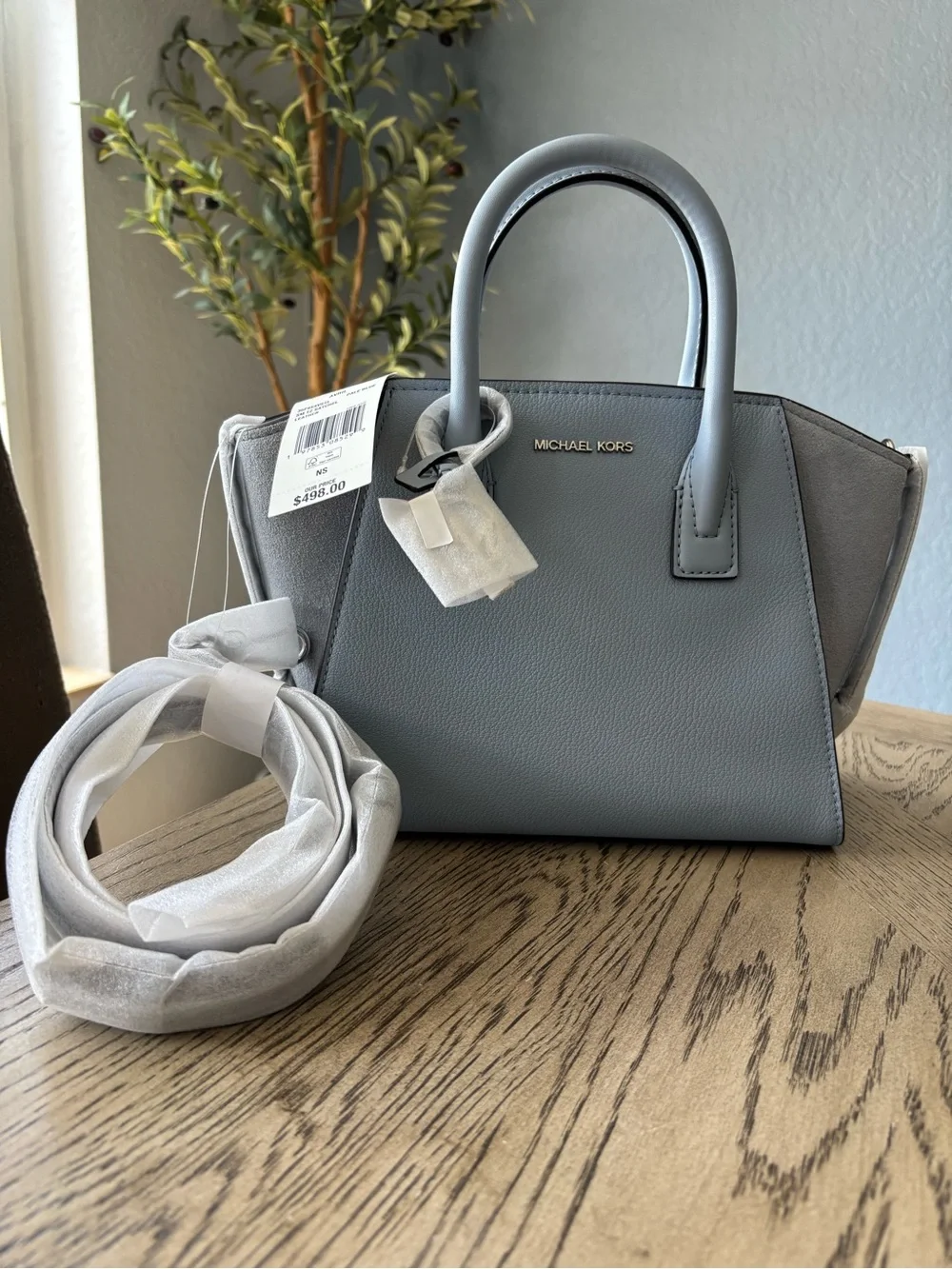 Michael Kors Avril Pale Blue Satchel-NWT